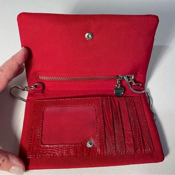 White House Black Market Red Snake With Stud Details Crossbody Wallet - Picture 4 of 7
